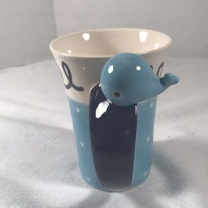 Cracker Barrel Blue Whale Handle Polka Dots Coffee Drinking Mug